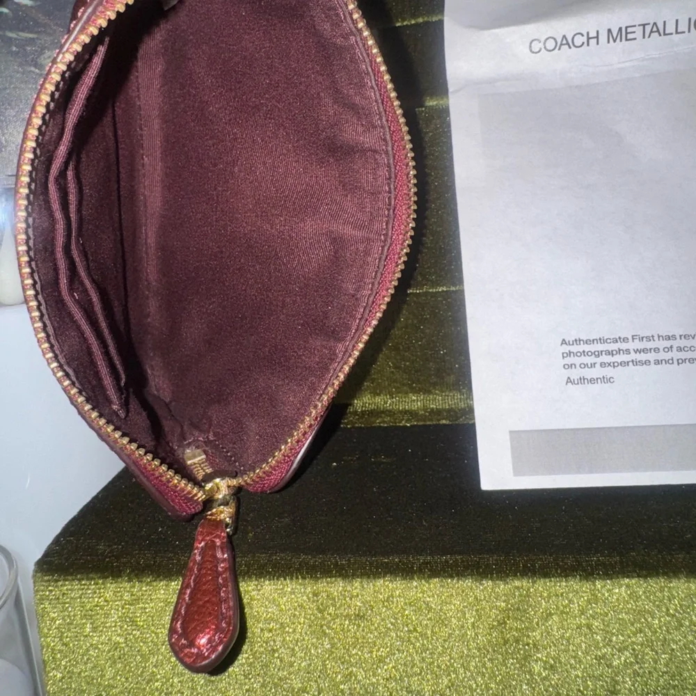Coach Metallic Red Wristlet-w/COA - Picture 4 of 5